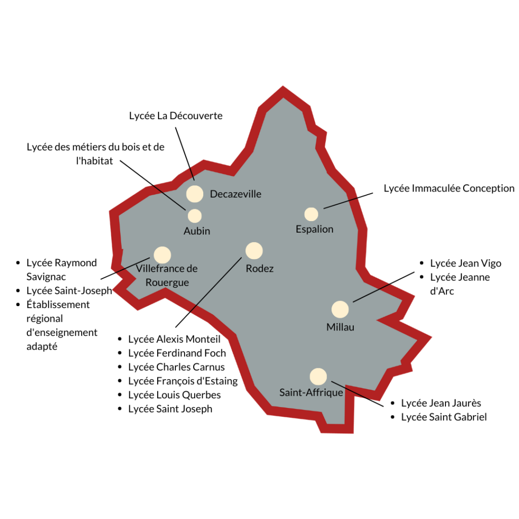 Carte lycées aveyron